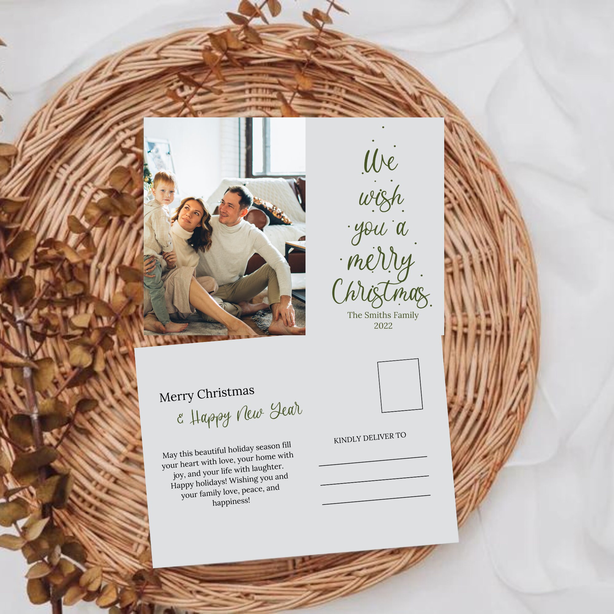 Christmas Postcard Template christmas Tree Canva Christmas Photo ...