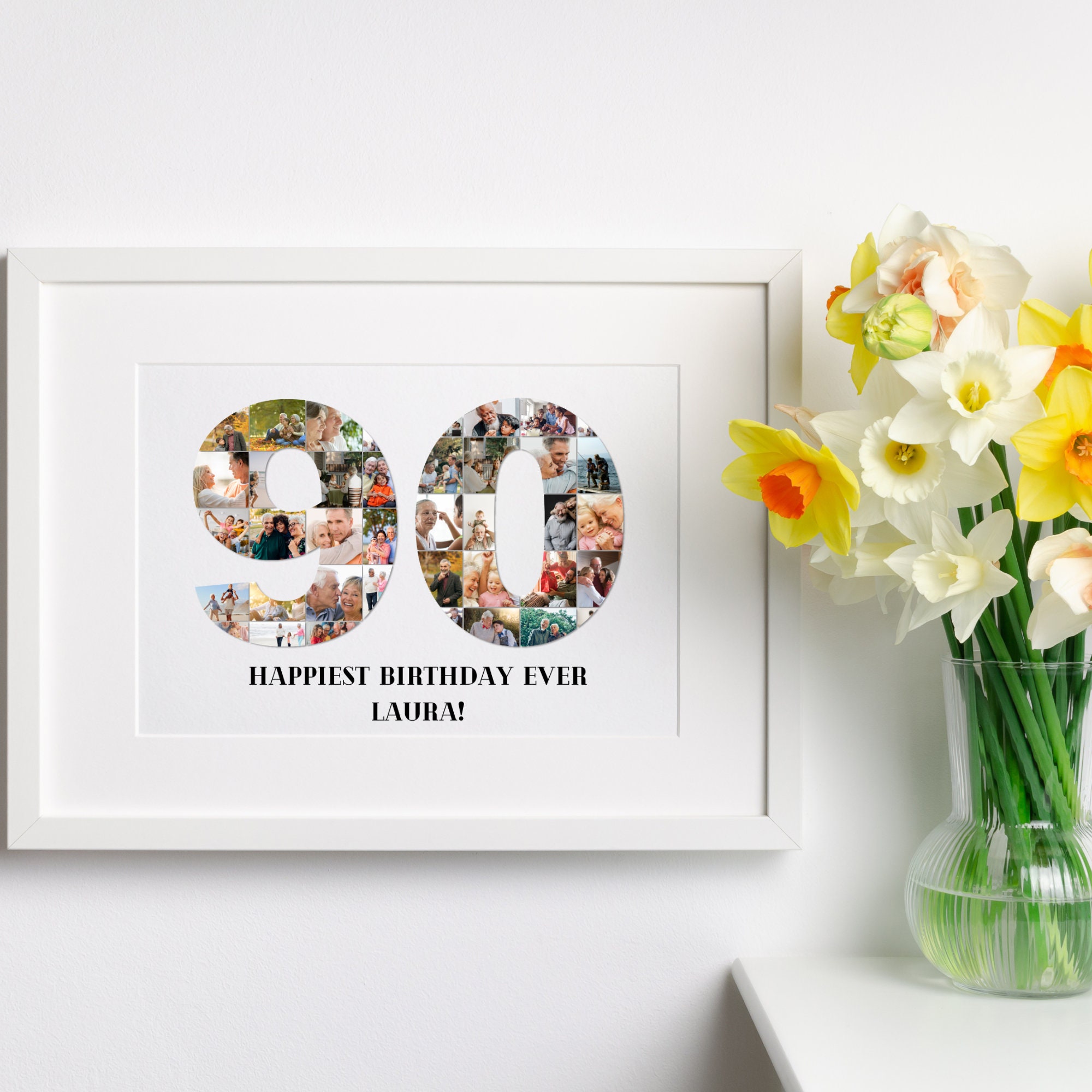 90th Birthday Gift Collage Photo Numbers 90th Birthday Photo Collage ...