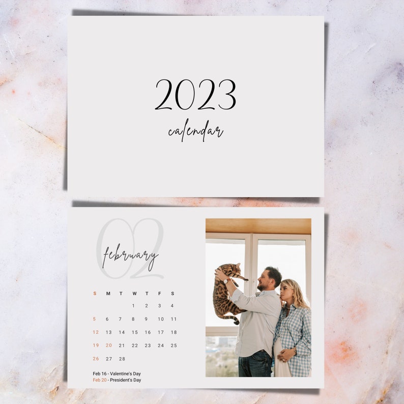 2023 Printable Monthly Calendar With Holidays 2023 Desk Etsy
