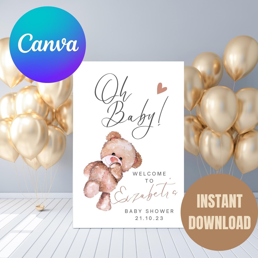 Bear Baby Shower Sign Teddy Bear Shower Decorations Etsy