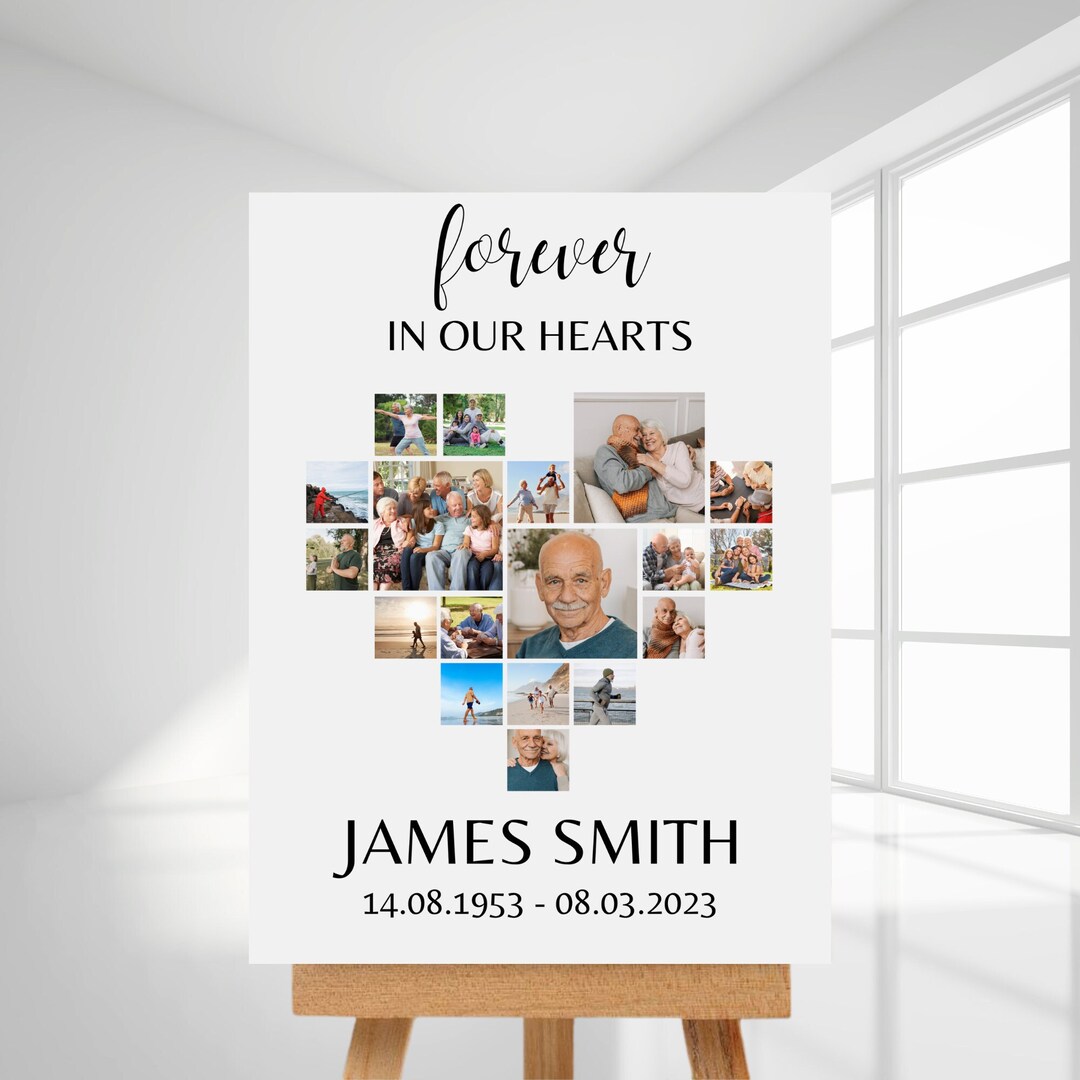 Memory Board Template Funeral Heart Collage Sign Funeral Memorial Sign