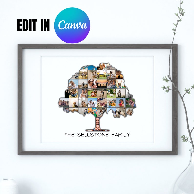 Custom Family Tree Photo Collage Family Anniversary Gift Idea Tree