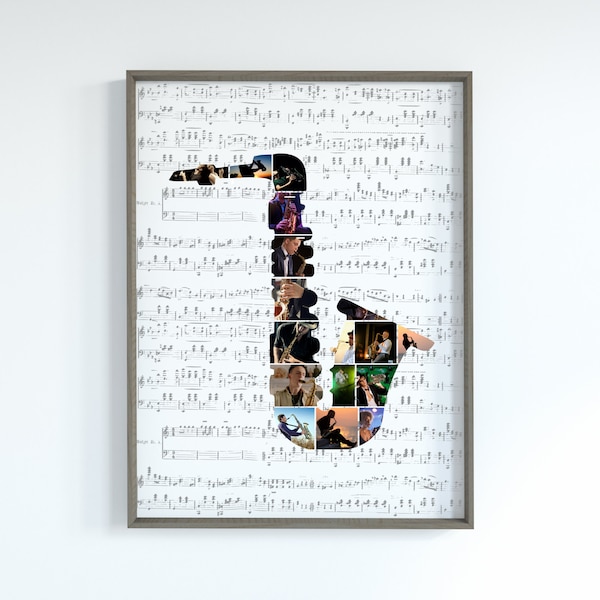 Saxophon Collage Vorlage | Bearbeitbare Fotocollage | Geschenke für Musikliebhaber | Geschenk für Saxophonist | Individuelles Geschenk für Musiklehrer | Zum Selbermachen