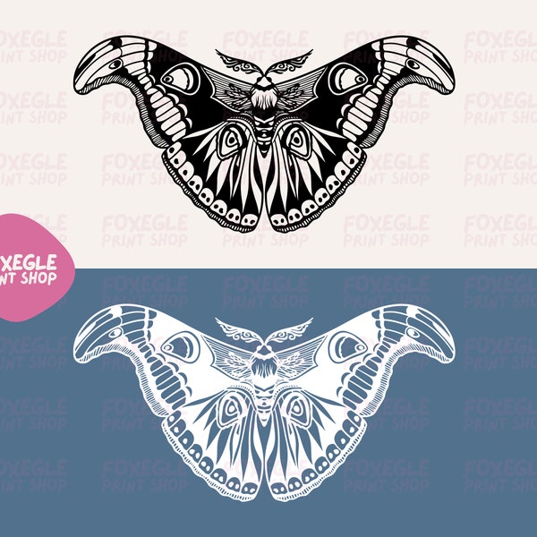 Atlas moth SVG / PNG Files I Original artwork I Instant Digital Download I Cricut I Print