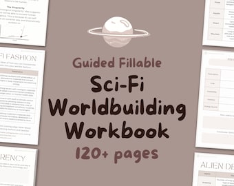 Sci-Fi Worldbuilding Workbook || Digital or Printable || Writing Planner, Novel Template, NaNoWriMo, Goodnotes, Author Science Fiction Space