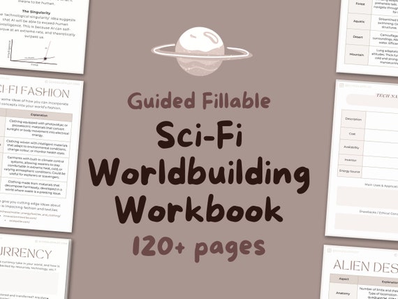 Sci-Fi Worldbuilding Workbook: 120+ Page Novel Writing Planner (Digital or Printable)