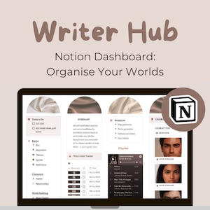 Modèle notionnel pour écrivains | Agenda numérique pour romans | Agenda rédactionnel | Organisateur d'histoires | Tableau de bord Writer Notion | NaNoWriMo | Fanfic