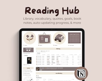 Reading Journal Notion Template | Book Tracker | Notion Dashboard for Books | Digital Reading Planner | Novel Organization 2023 | Book Log