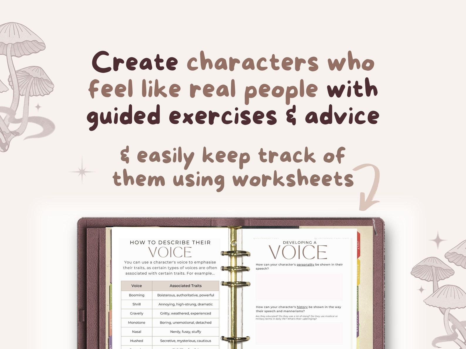 Character Workbook Digital or Printable Writing Planner, Character