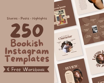 Bookish instagram template • reader Canva template, book marketing, writergram template, bookstagram post social media kit instagram quote