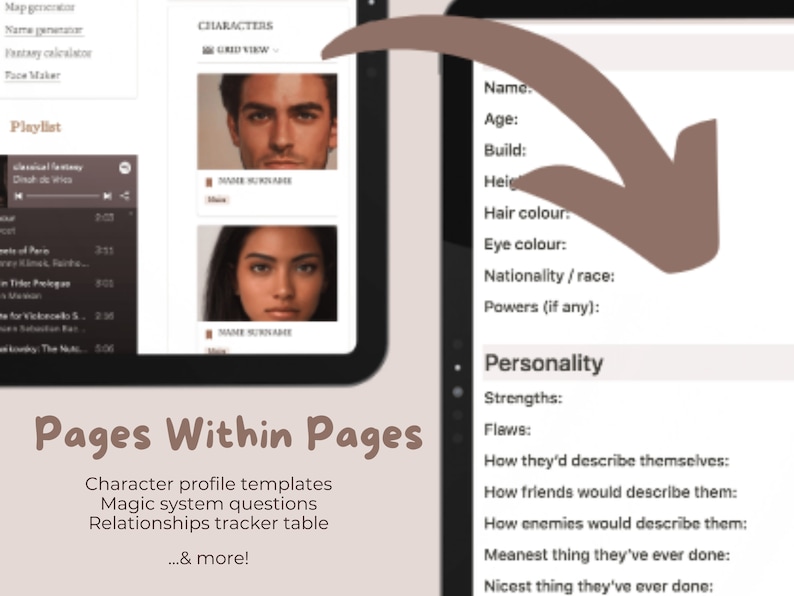 Planificador de novelas de Notion: Organizador de historias y panel de control para escritores (Descarga digital) imagen 2