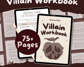 Cahier d'exercices du méchant || Agenda numérique ou imprimable, profil de personnage, modèles de romans, NaNoWriMo 2023, bonnes notes, histoires fanfic book