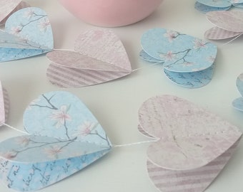 Heart garland, Paper garland, Gift for her, Romantic garland, Spring garland, Blossom garland, Eco gift, Spring decor