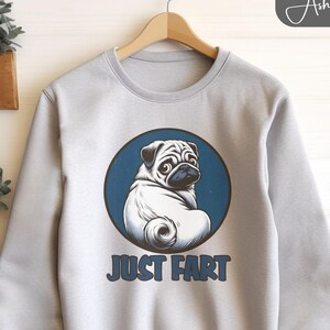 Camiseta con diseño de dibujos animados de Pug que se tira pedos para amantes de los Pug / Divertida ilustración de pedos de Pug / Bonita camiseta de regalo para dueños de perros