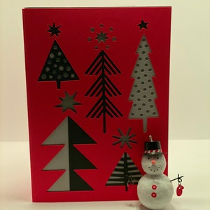 Christmas Trees Greeting Card - Holiday Christmas Tree Card with Custom Insert and Envelope | Red or Green