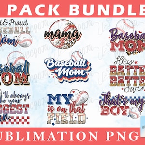 Retro Baseball Mom Bundle, Baseball Clipart, Baseball Mom Sublimation, Baseball Mama PNG, Baseball Shirt Design, Baseball Mom PNG, Baseball