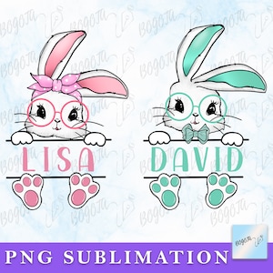 Easter Bunny Name Frame PNG, Sublimation Design Download, Easter Bunny PNG, Customize, Easter Rabbit PNG, Easter, Sublimate Designs Download