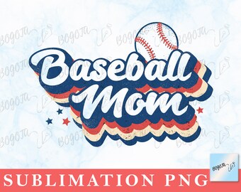 Retro Baseball Mom Sublimation Design Download, Baseball Mom, Baseball Clipart, PNG Sublimation, Baseball Mama PNG, Baseball Mom PNG