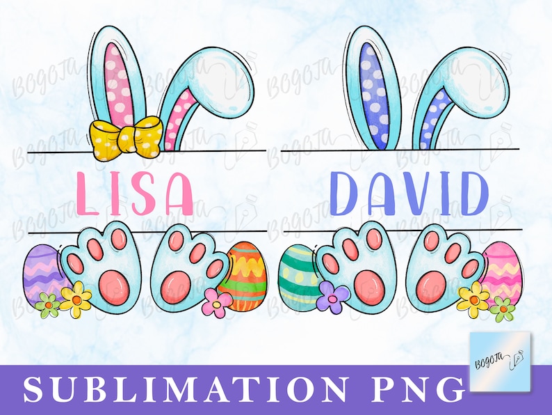 Easter Bunny Name Frame PNG Sublimation Design Download - Etsy