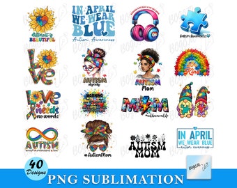 40+ Autism Designs Bundle, Autism Awareness Png, Autism Quote Png, Au-Some, Autism Mom Png, Puzzle Png, Autism Ribbon Png, Puzzle Piece Png