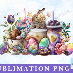 Happy Easter Sublimation Coffee Latte PNG, Sublimation Design, Easter PNG, Happy Easter PNG, Easter Bunny Png, Easter Day, Digital Download