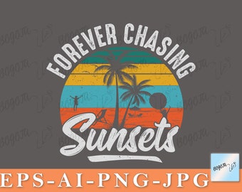 Forever Chasing Sunsets PNG, Summer PNG, Retro Summer T-shirt, Beach PNG, Summer Shirt, Palm Tree png, Sunset png, Beach Lover, Digital File