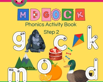 Phonic Work Book 2, MDGOCK, Letters and Sounds, Step 2 Activity Book, Instant Digital Download, Kindergarten, Early Years.