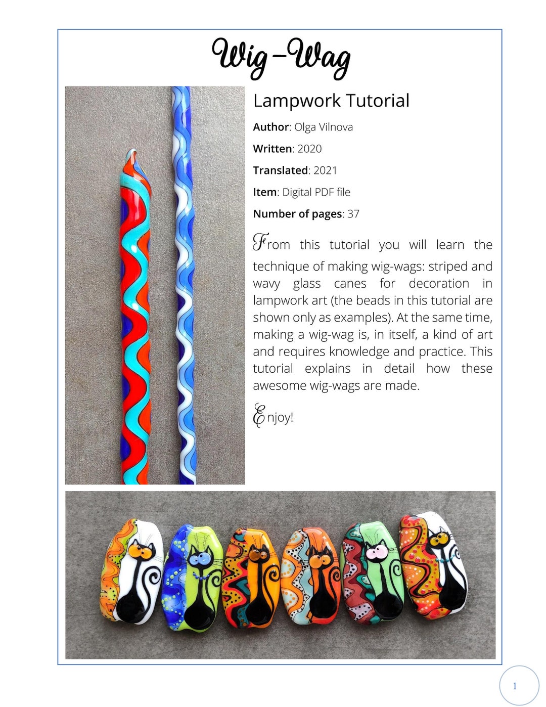 Wigwag Lampwork Tutorial Ebook Howto Create Striped and Wavy Glass
