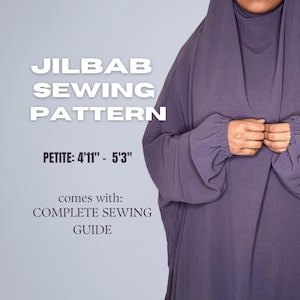 May include: A purple Jilbab sewing pattern for petite sizes, 4'11" to 5'3". The pattern comes with a complete sewing guide.