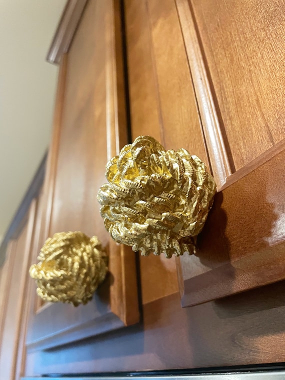 Gold Knot Knobs for Dresser and Cabinets | Luxury Gold Pulls | Furniture  Upgrade | Modern Gold Round Knobs