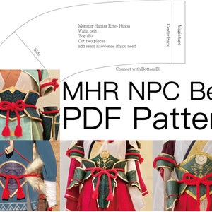 Monster Hunter Rise Minoto Belt Pattern | Capable to Hinoa & Yomogi Belt | Full scale print PDF Digital Costume Blueprint Model Soft copy