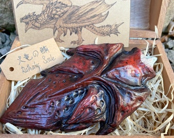 Réplica a escala inspirada en Rathalos de MONSTER HUNTER con caja de madera / Resina Sunbreak de MH World Wilds Rise