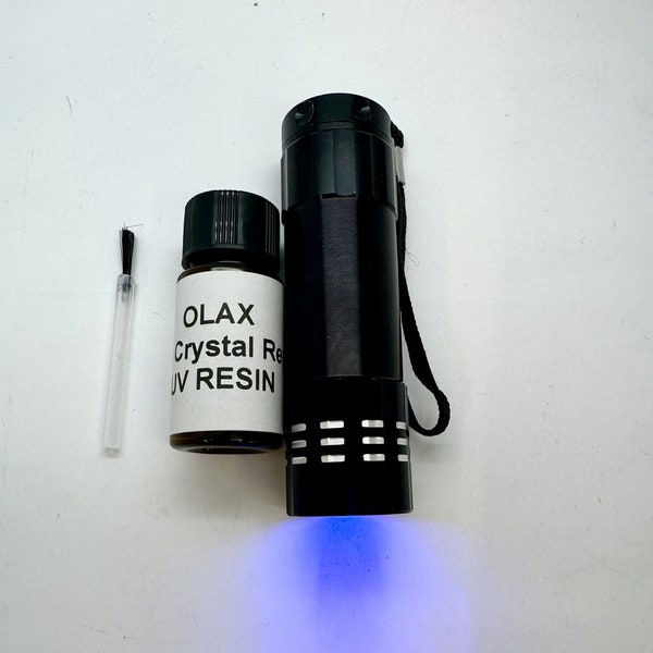 10ml Crystal Repair UV Resin, Glue for Glass, Metal, Furniture + 9 led uv torch over 10.000 sold on other platforms