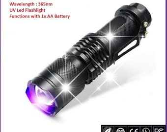 365nm Mini zoomable uv torch,pet urine stain spotting,paint correction,air condition leak,counterfeit verification,mineral gemstone