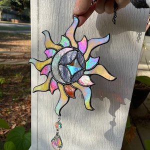 Made to Order Stained Glass Sun and Moon Suncatcher