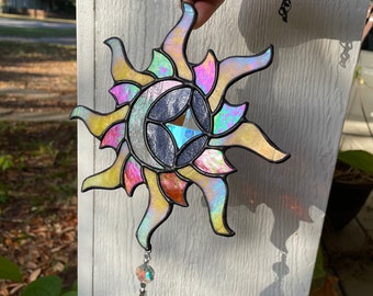 Made to Order Stained Glass Sun and Moon Suncatcher
