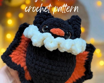 Dracula bat low-sew crochet pattern Halloween PDF English | crochet chubby bat | Halloween crochet pattern bat | low-sew crochet pattern bat