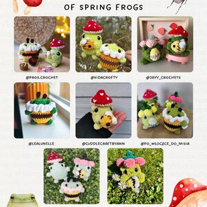 Spring Frogs 3-in-1 low-sew crochet pattern in English, Easter crochet pattern, crochet mushroom frog, crochet bee frog, crochet flower frog image 9