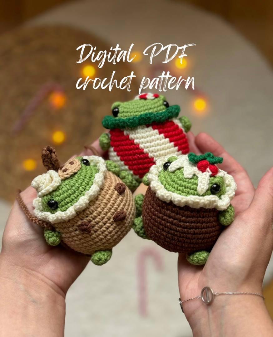 40 Frog and Toad Crochet Patterns for Plush Toys, Bags, Decor, and Gifts 16 Christmas Frog car charm crochet pattern low-sew English