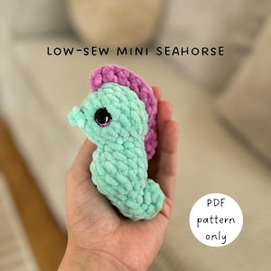 Mini low-sew seahorse crochet amigurumi pattern PDF | crochet seahorse | crochet sea creature