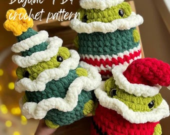 Christmas Froggo Bundle 3 in 1 crochet pattern no-sew PDF English | Christmas amigurumi pattern | crochet pattern Santa, Elf, Christmas Tree