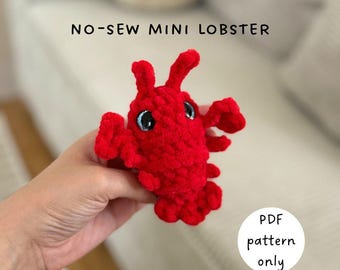 Mini no-sew lobster crochet amigurumi pattern PDF | crochet lobster | crochet sea creature