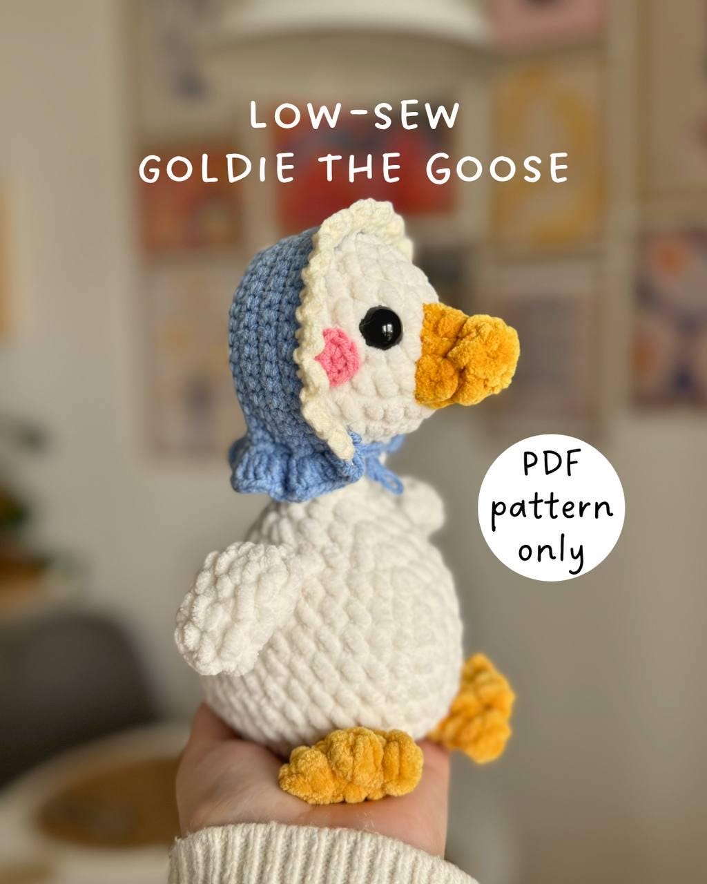 Goldie the Goose low-sew crochet pattern in English