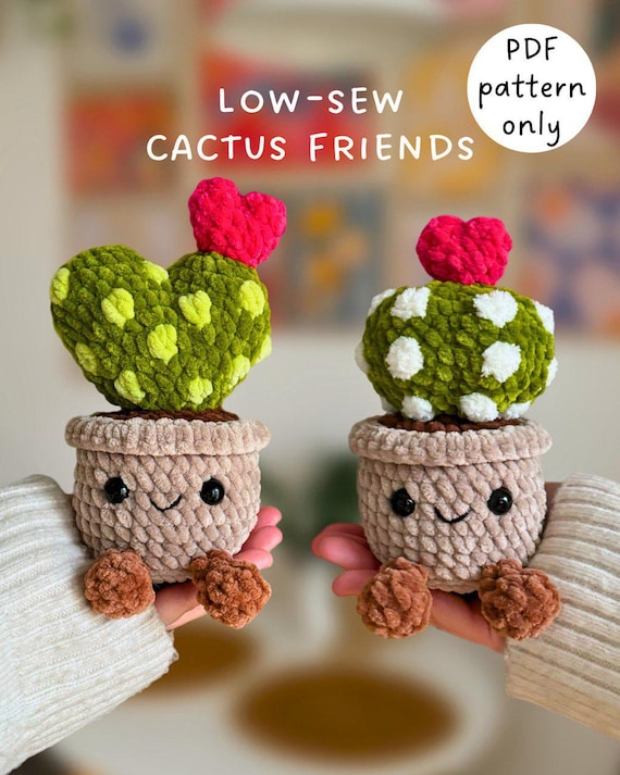 Cactus Friends Low-sew Crochet Pattern in English (PDF File), Crochet  Jellycat Cactus, Crochet Succulent, Cute Valentine Amigurumi - Etsy Israel