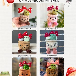 Low-sew Mushroom friends crochet pattern in English (PDF file), crochet toadstool, crochet pot with mushrooms, crochet sitting mushroom image 7