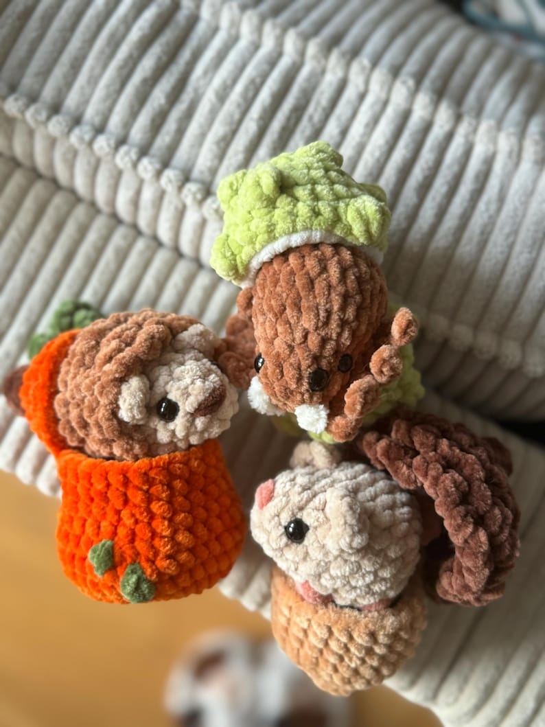 No-sew Mini Autumn Critters Crochet Pattern in English (PDF File