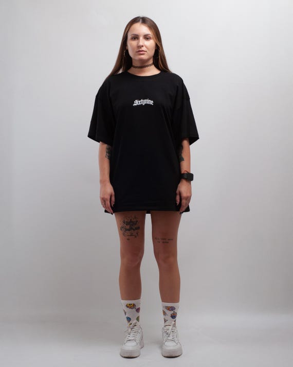 Black Oversize T-shirt: Damocles Sword Graphic Streetwear Tee - Etsy