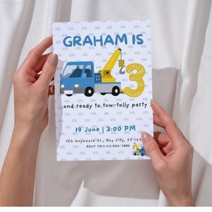 Tow Truck Birthday Invite