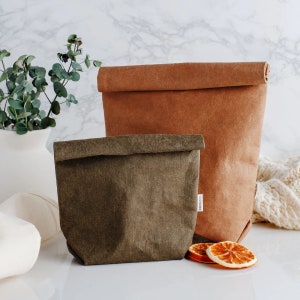 Snack bags made from eco vegan leather store your sandwiches, make up, toiletries image 1