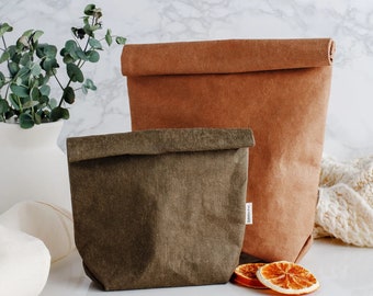 Snack bags made from eco vegan leather - store your sandwiches, make up, toiletries